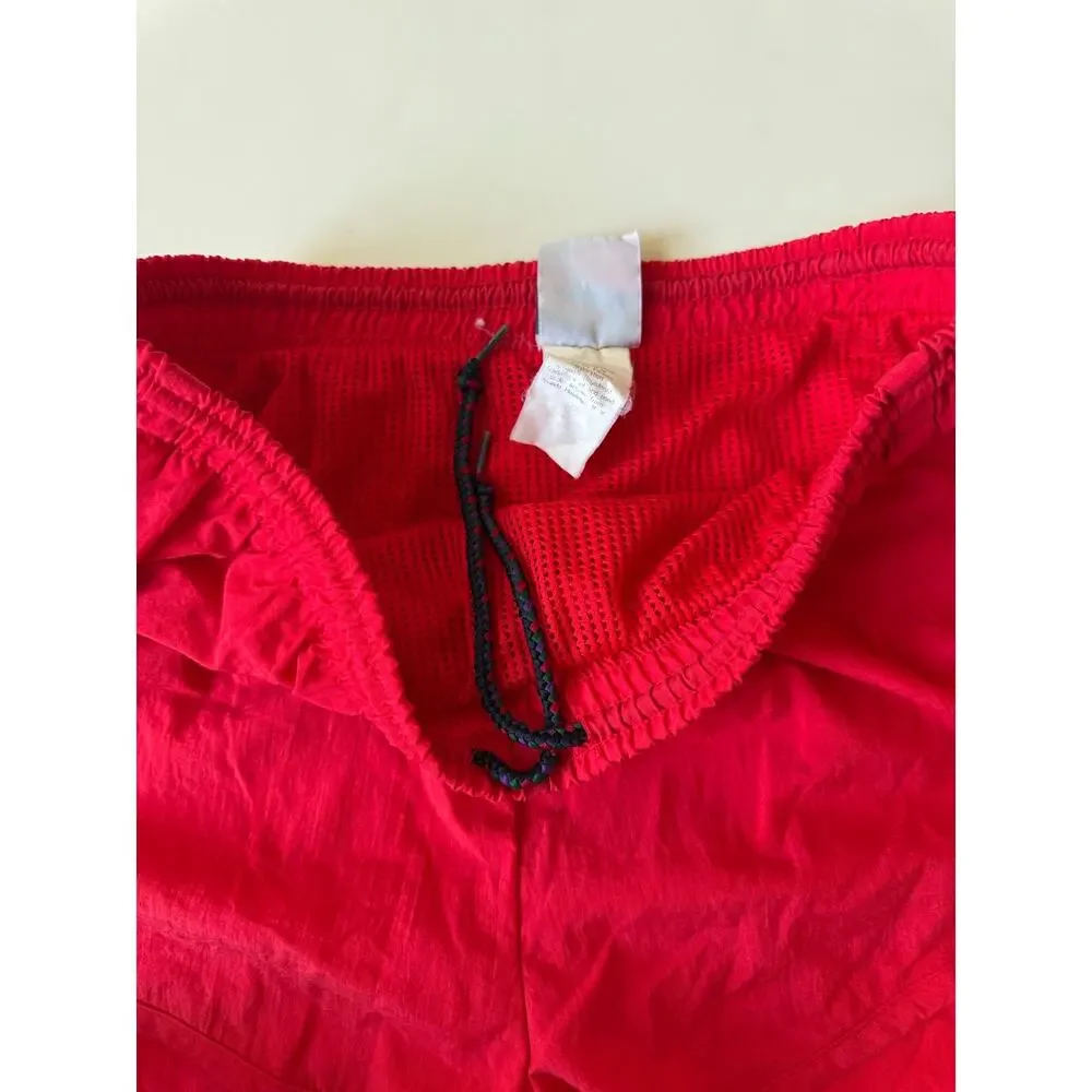 Vintage Speedo Shorts Red Nylon Dolphin Split Hem Lined 80s 90s